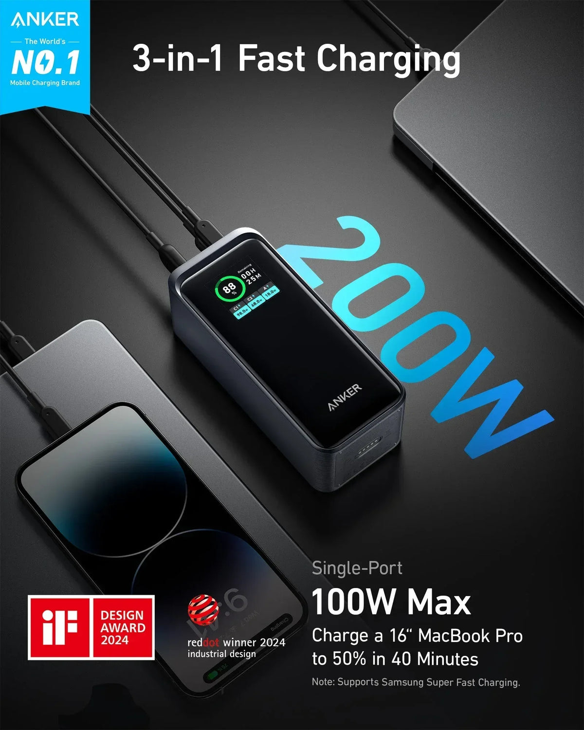Anker Prime Power Bank (20K, 200W) - Trustymall
