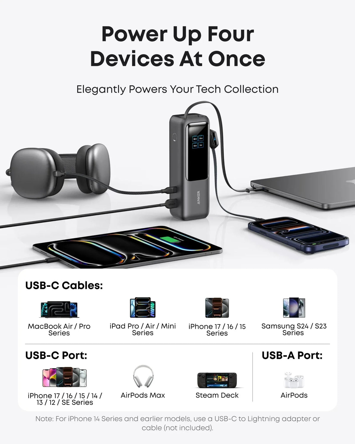 Anker Laptop Power Bank (25K, 165W, Built-In and Retractable Cables) - Trustymall