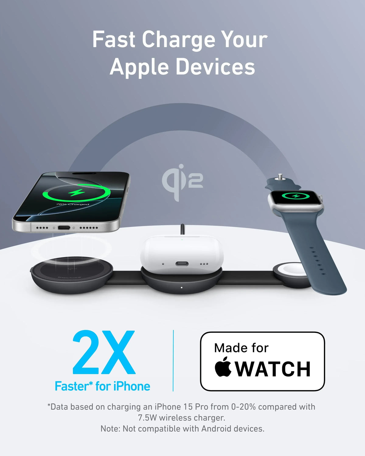 Anker MagGo Wireless Charging Station (3-in-1, Foldable Pad) - Trustymall