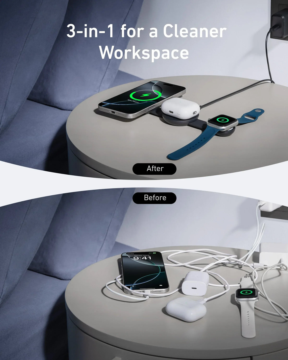 Anker MagGo Wireless Charging Station (3-in-1, Foldable Pad) - Trustymall