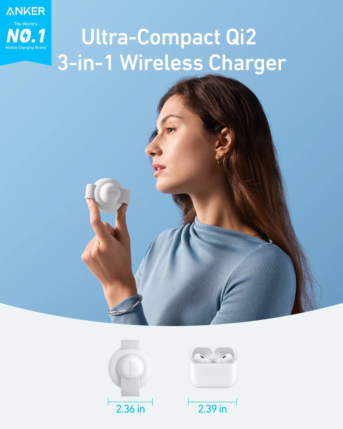 Anker MagGo Wireless Charging Station (3-in-1, Foldable Pad) - Trustymall