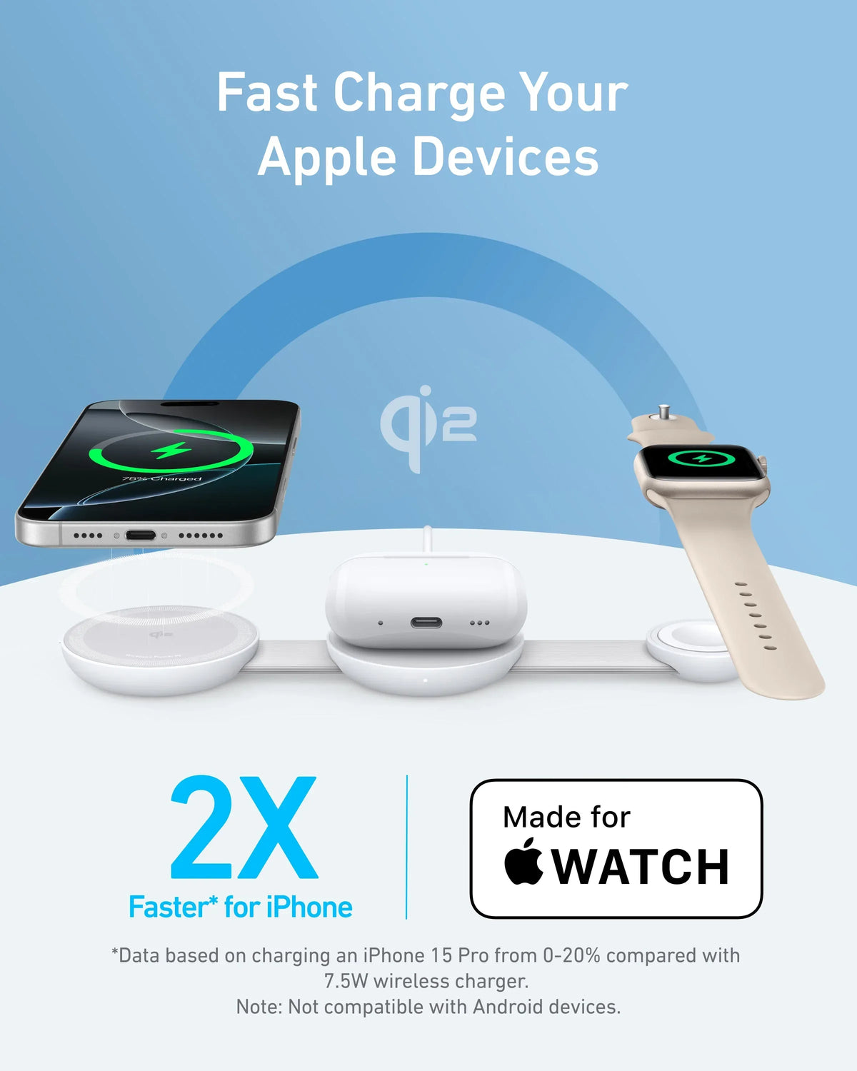 Anker MagGo Wireless Charging Station (3-in-1, Foldable Pad) - Trustymall