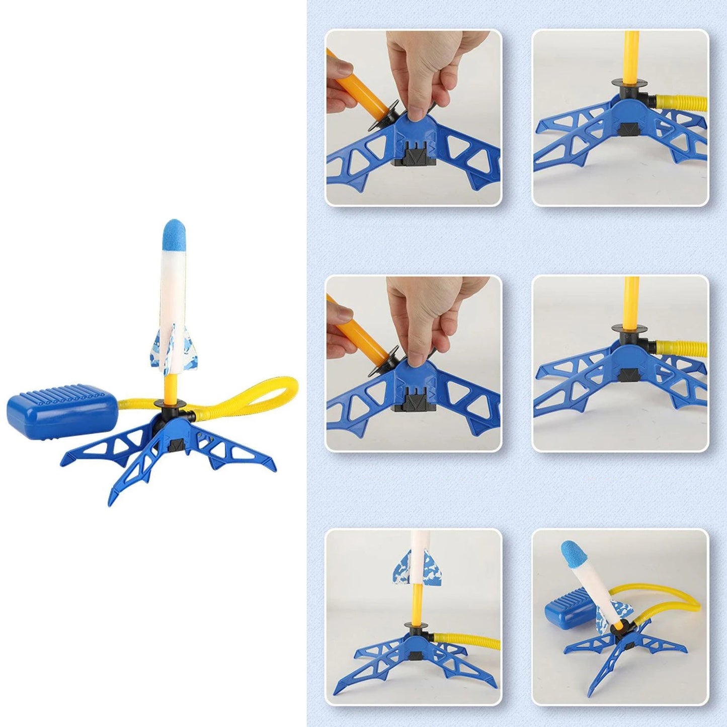 Children's Foot Plastic Rocket Launcher Pressure Air Outdoor Science Educational Toy Multiplayer Game Toy For Gift 3 Rocket