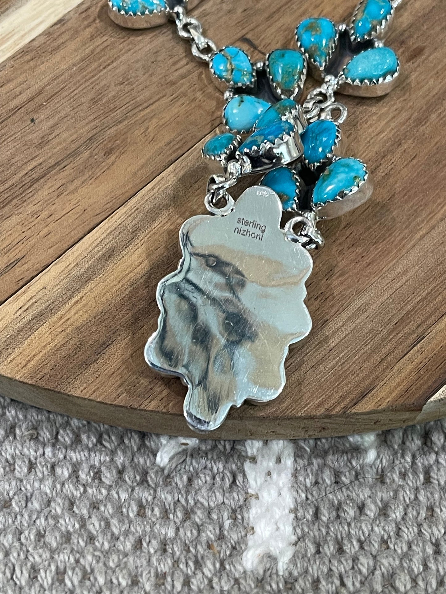 Handmade Sterling Silver & South Hill Sonoran Turquoise Cluster Necklace