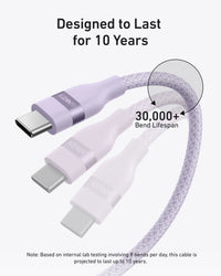 Anker USB-C to USB-C Cable (3 ft / 6 ft, 240W, Upcycled-Braided) - Trustymall