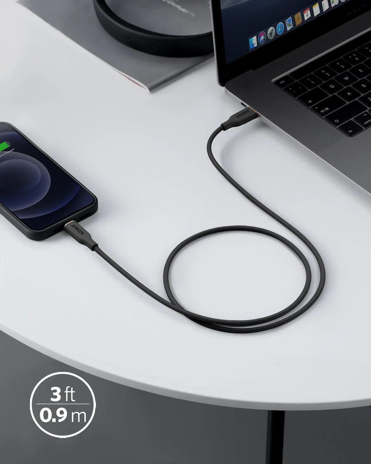 Anker <b>641</b> USB-C to Lightning Cable (Flow, 3 ft Silicone) - Trustymall