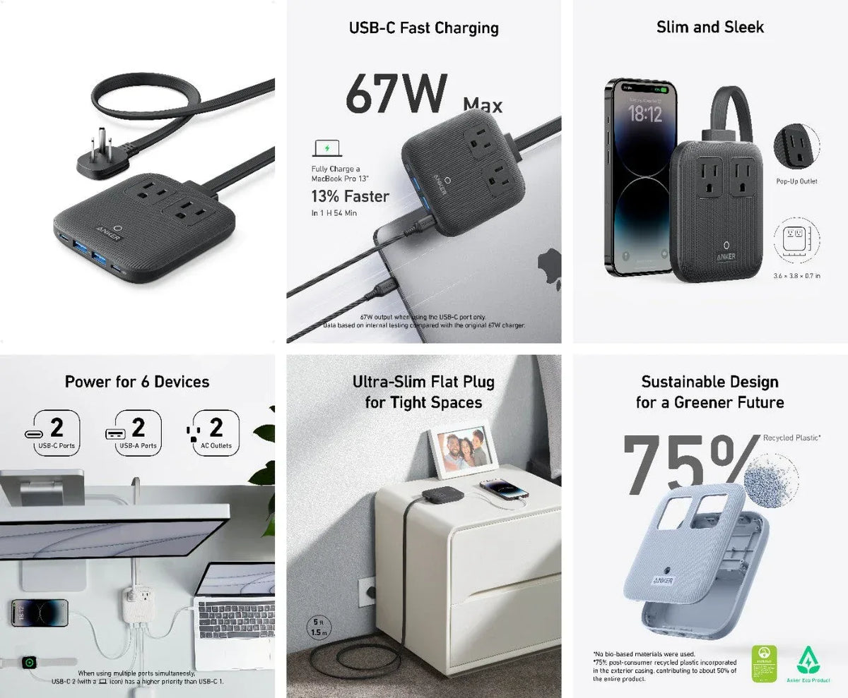 Anker Nano Charging Station (6-in-1, 67W) - Trustymall