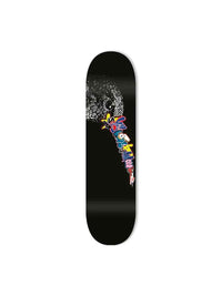 White skateboard deck featuring colorful graffiti-style hummingbird artwork
