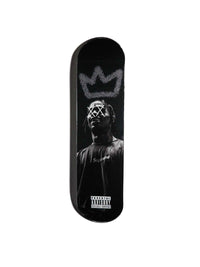 Close-up of King Travis Skateboard artwork featuring vibrant abstract design.