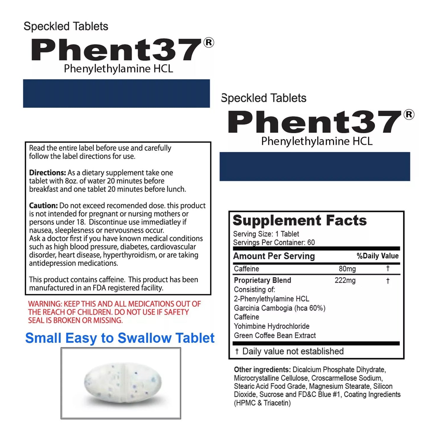 Phent37 – Powerful Diet Pills & Fat Burner for Weight Loss | 1 Bottle (60 Tablets)