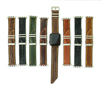 Various colors of Apple Band Designer watch bands displayed side by side on a neutral background.