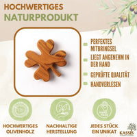 Kleeblatt Handschmeichler aus Olivenholz | Glücksbringer als Geschenk