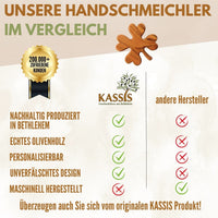 Kleeblatt Handschmeichler aus Olivenholz | Glücksbringer als Geschenk