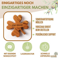 Kleeblatt Handschmeichler aus Olivenholz | Glücksbringer als Geschenk