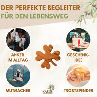 Kleeblatt Handschmeichler aus Olivenholz | Glücksbringer als Geschenk