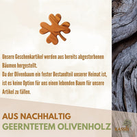 Kleeblatt Handschmeichler aus Olivenholz | Glücksbringer als Geschenk