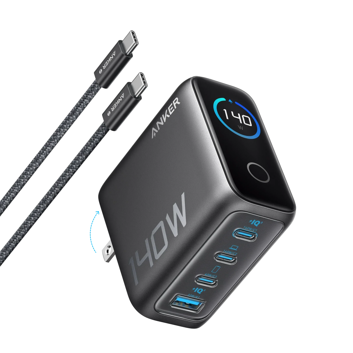 Anker Charger (140W, 4-Port, PD 3.1) with USB-C Cable - Trustymall