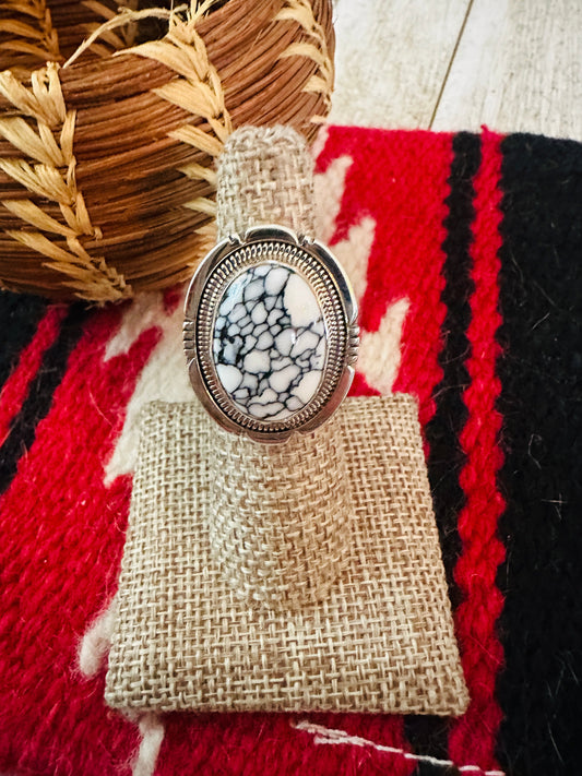 Handcrafted Howlite & Sterling Silver Ring by Wydell Billie