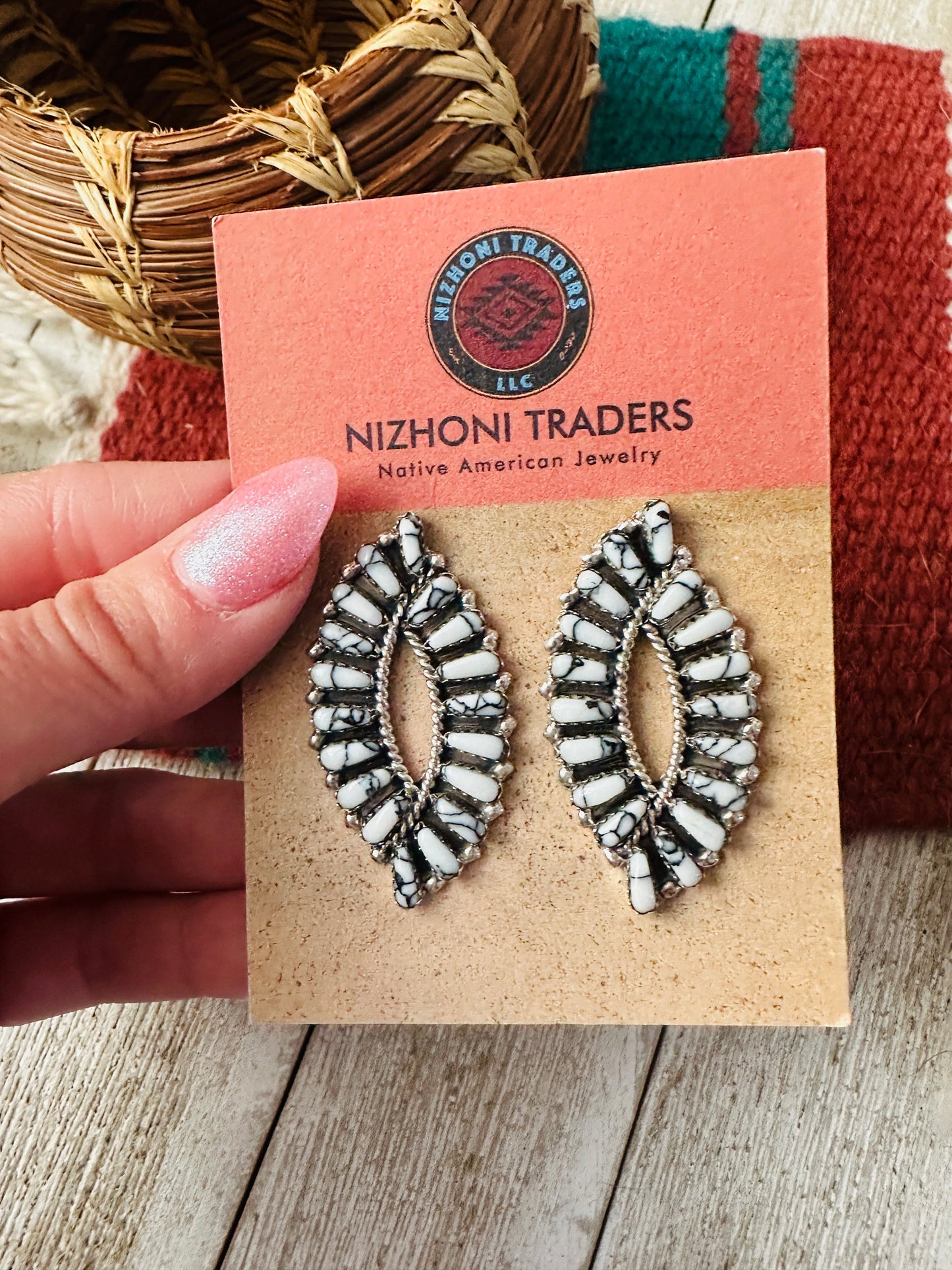 Handcrafted Howlite & Sterling Silver Cluster Post Earrings