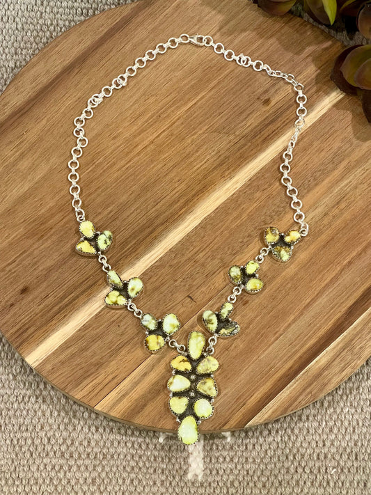 Handmade Sterling Silver & Palomino Cluster Necklace
