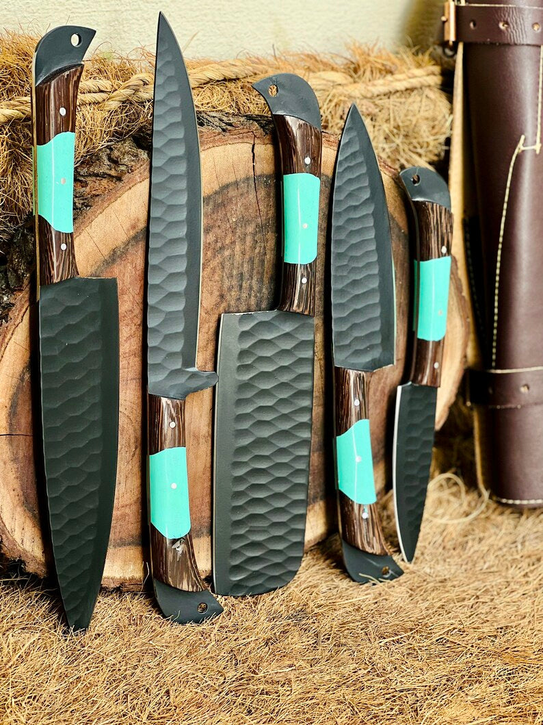 Here’s a fresh, seasonal rewrite with trending keywords and SEO-optimized structure:  Product Title: Premium Knofe Set – 13" Forged Stainless Steel Blade with Wenge Wood & Resin Handle + Leather Sheath