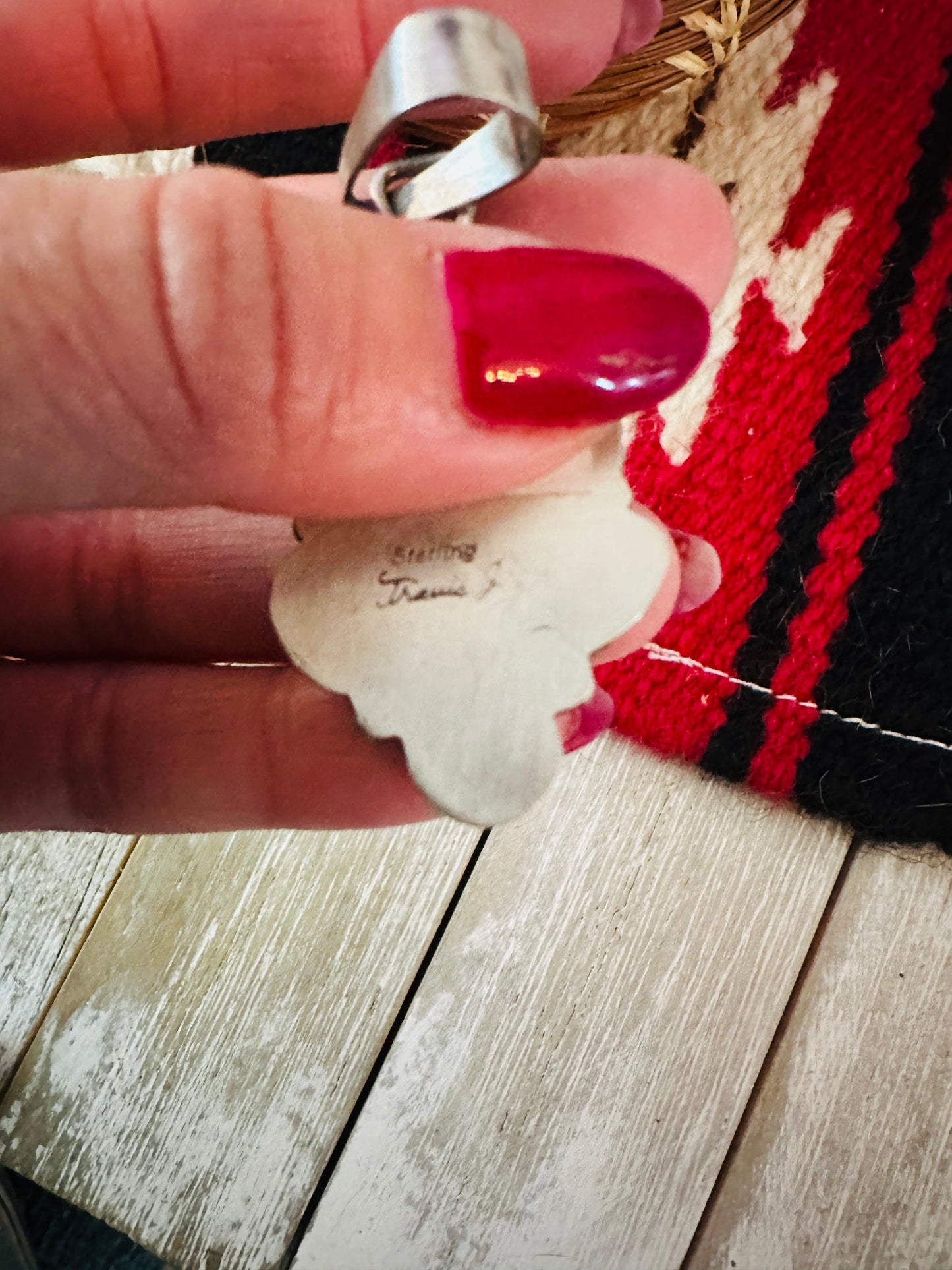 Handcrafted Sterling Silver & Ribbon Turquoise Pendant