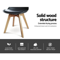 Three black padded dining chairs in a row showcasing modern and simple design.