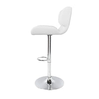 Bar stool seat showing smooth white PU leather finish and curved ergonomic design.