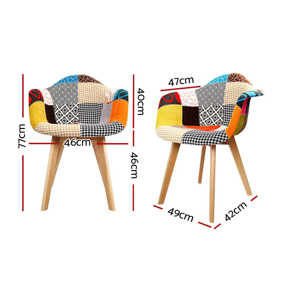 Side view of fabric dining chair showing smooth beige seat and sturdy wooden legs.
