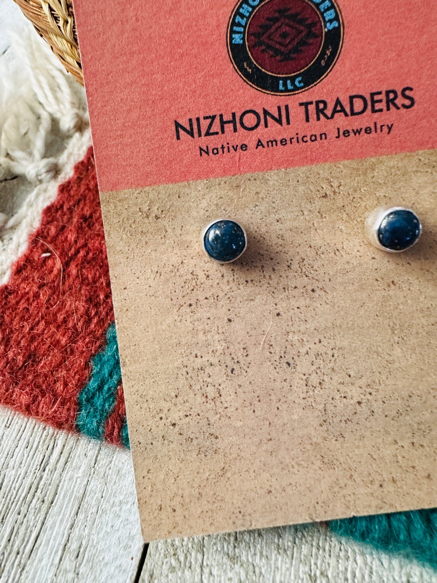 Handcrafted Sterling Silver & Lapis Stud Earrings