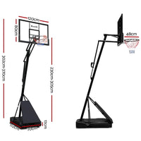 Close-up of Everfit basketball system's sturdy steel pole and adjustable height mechanism.