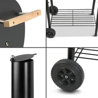 Offset BBQ smoker showing sturdy legs and handle for mobility