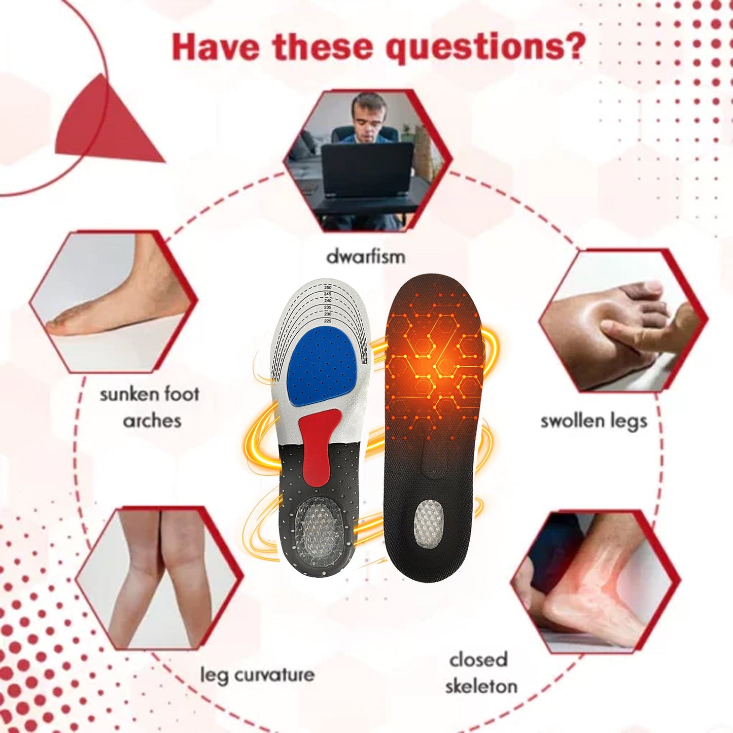 Corrective Foot Insoles, Arch Support Insole Non-Slip And Wear Resistant Foot Posture Correction Insole