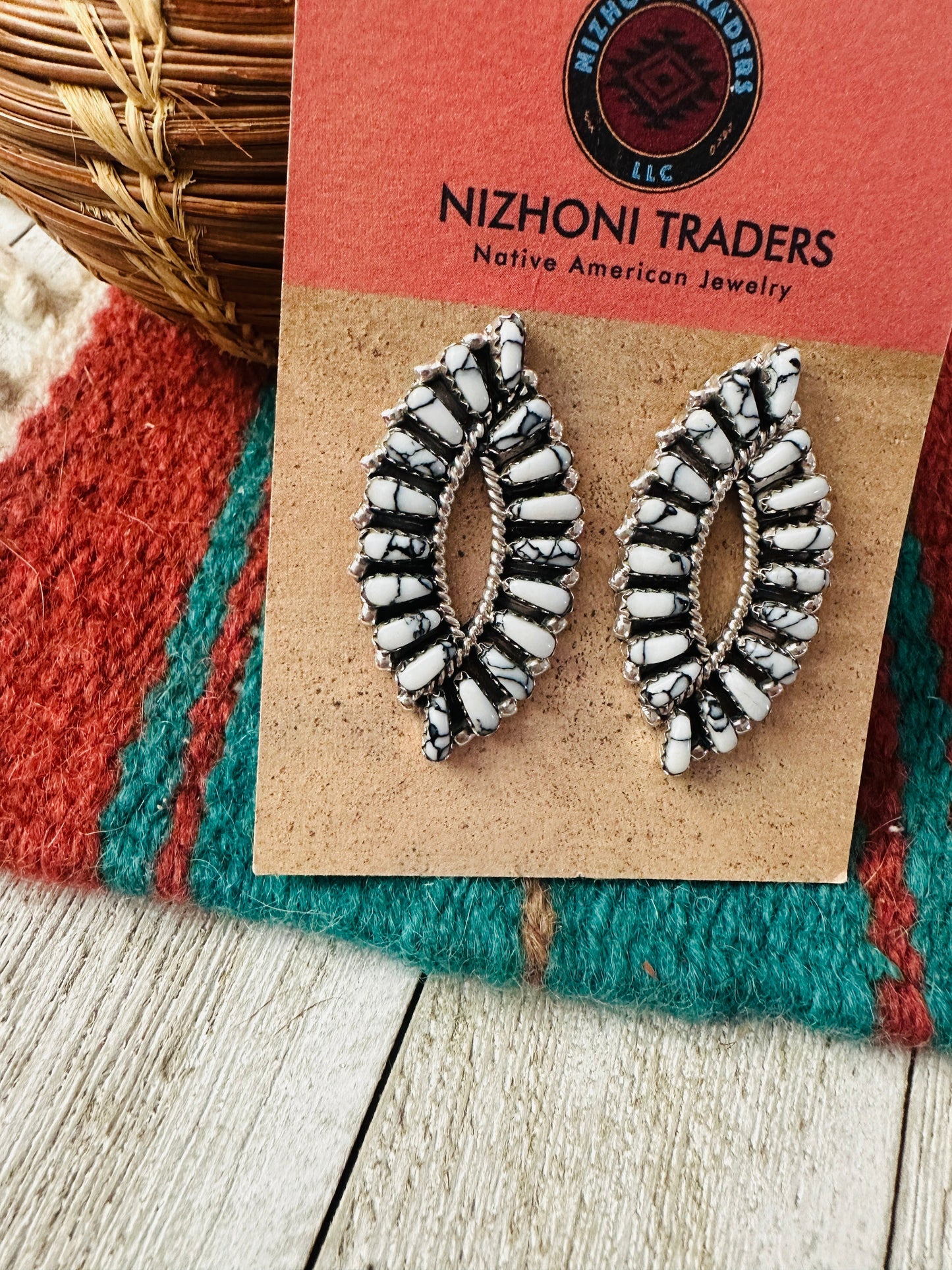 Handcrafted Howlite & Sterling Silver Cluster Post Earrings