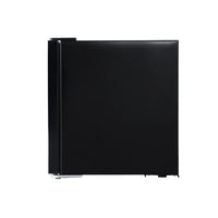 Side view of Devanti bar fridge showing height-adjustable feet and built-in handle