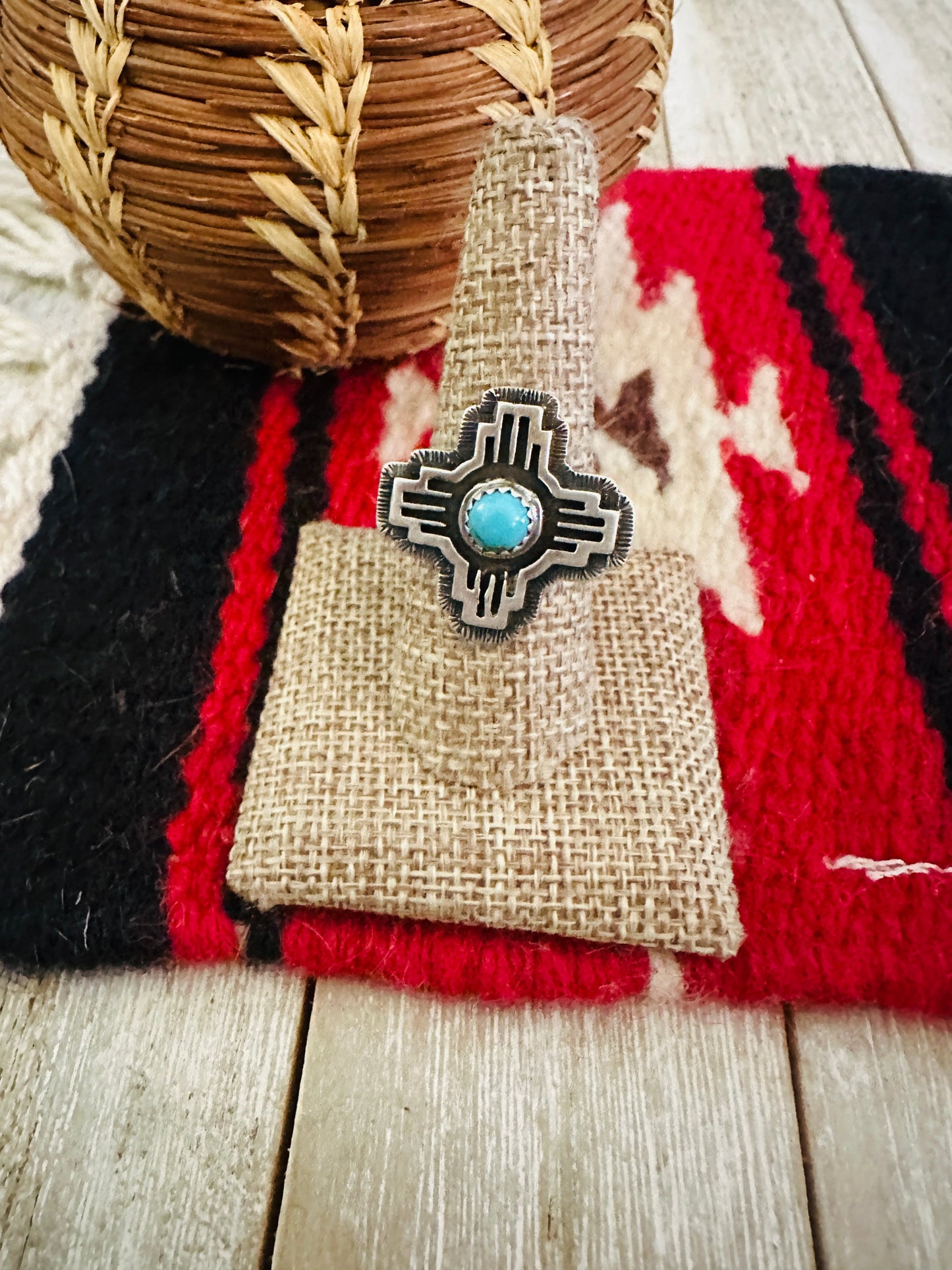 Handcrafted Turquoise & Sterling Silver Cross Ring