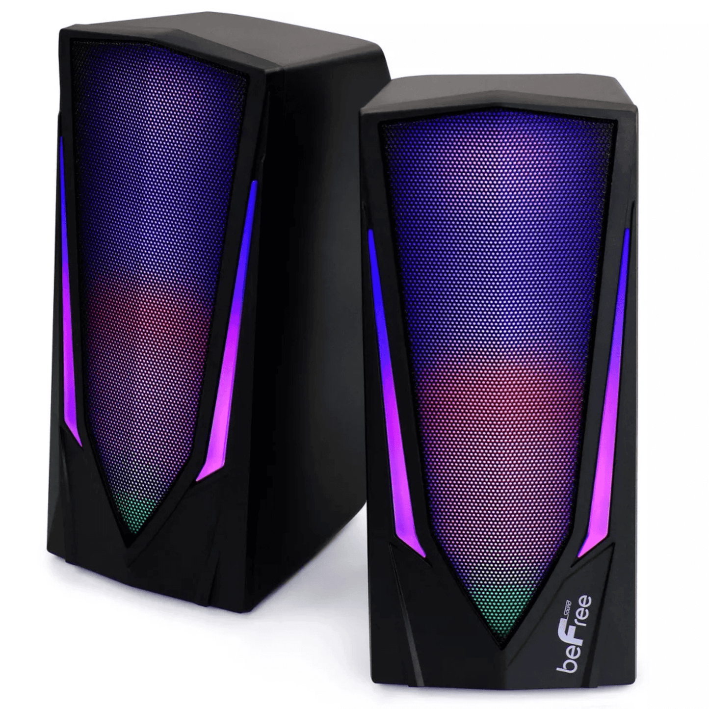 beFree Sound Dual 2.0 Computer Gaming Speakers with LED RGB Lights