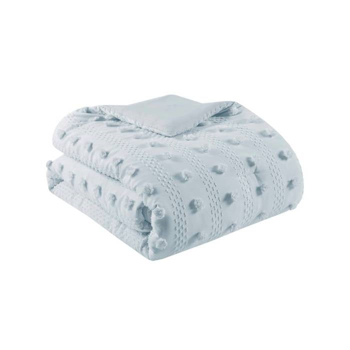 Twin/Twin XL 2-Piece Blue Pompom Microfiber Hypoallergenic Comforter Set
