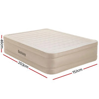 Close-up of the Bestway air bed’s smooth flocked surface and stitching detail.