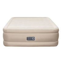 Side view showing the sturdy I-beam construction of the inflated Bestway queen air mattress.