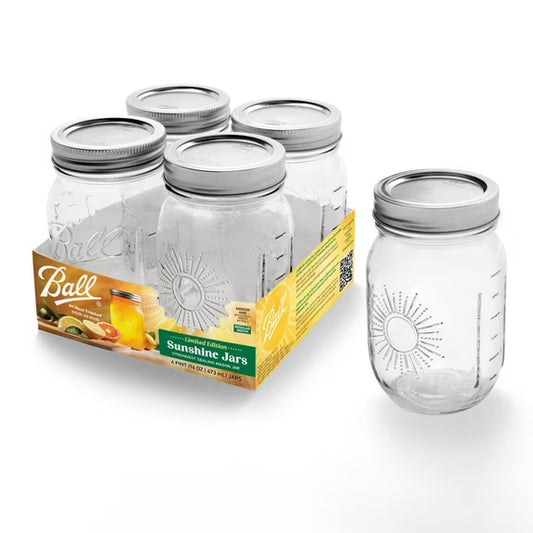 Limited Edition Ball Sunshine Keepsake Mason Jars 16 Oz, 4 Count