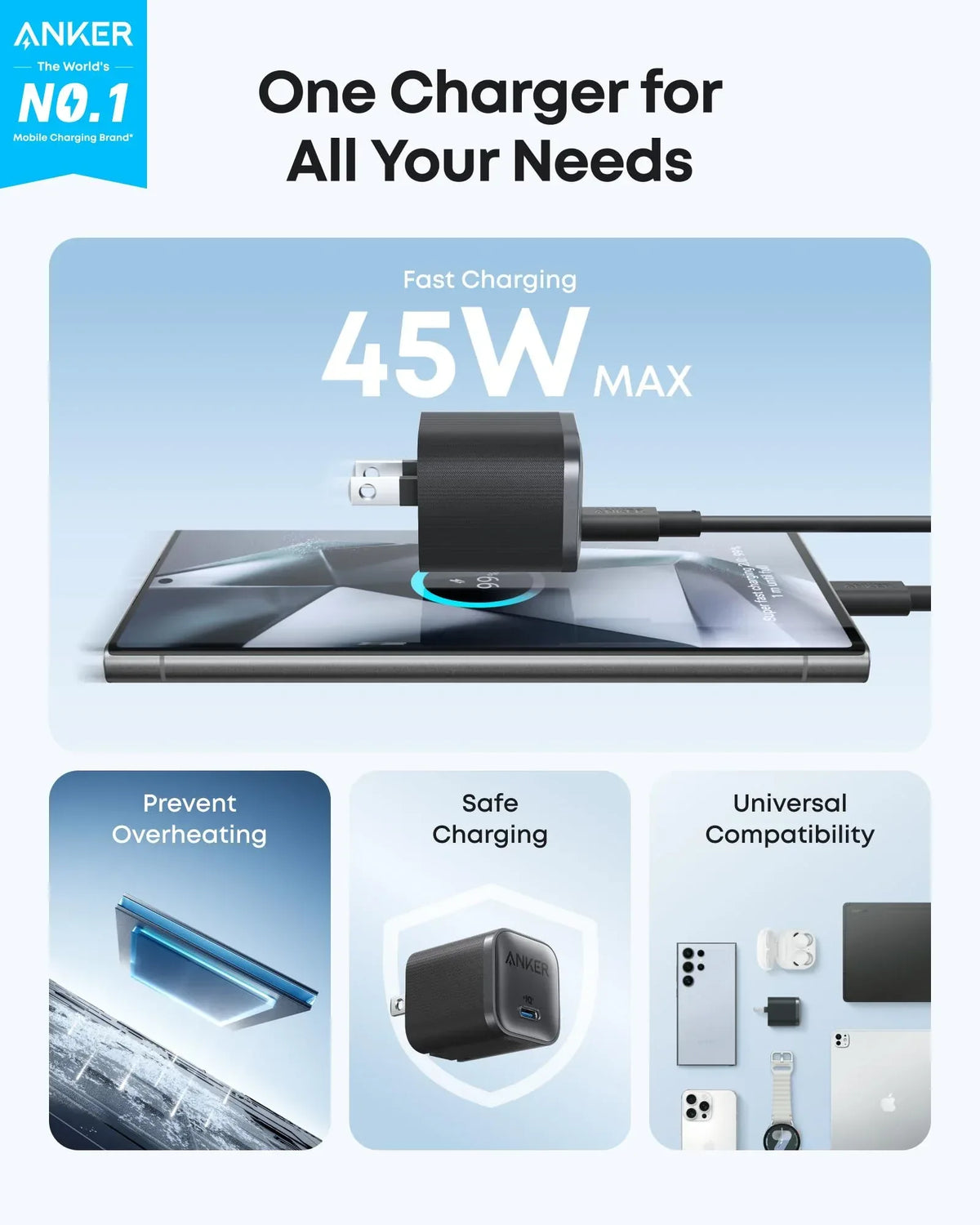 Anker Nano Charger (45W) with USB-C to USB-C Cable - Trustymall