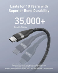 Anker USB-A to USB-C Cable (3 ft/6 ft, Upcycled-Braided) - Trustymall