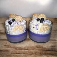 Top view of Blueberry Waffle candles showing detailed blueberry and waffle design.