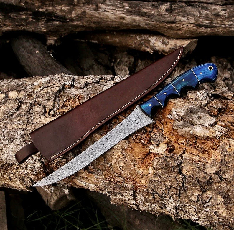 Knives with Belt Sheath – Handmade 8" Rasp Steel Sheep Horn Hunting Knife