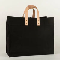 Box Tote Bag Canvas and Leather - Trustymall