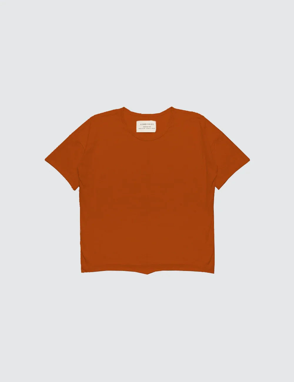 Burnt orange short sleeve top for kids, displayed on a plain white background.