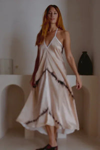 Altair Silk Halter Dress in Shibori - Trustymall