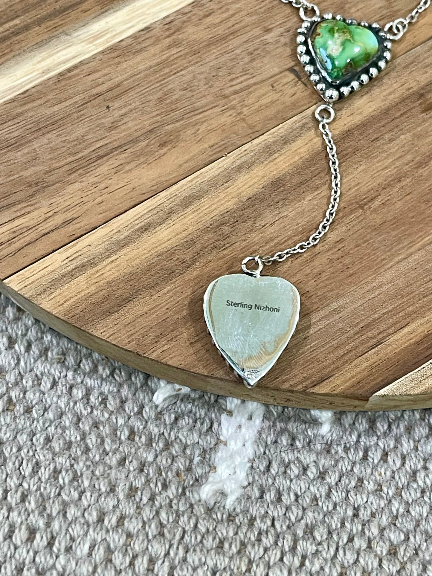 Handmade Sterling Silver & Sonoran Mountain Turquoise 2 Stone Drop Necklace