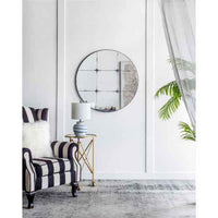 D36" Traditional Decor Style Round Antique Glass Wall Mirror, Wall